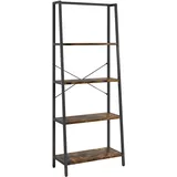 Novilla Regal Bücherregal mit 4 Ebenen Leiterregal Standregal mit Metallgestell einfache Montage für Wohnzimmer Schlafzimmer Küche Garten Industrie-Design 60 x 30 x 150cm Braun