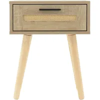 ML-Design 2x Nachttisch mit Schublade, Beistelltisch Rattan Nachtkommode Eiche