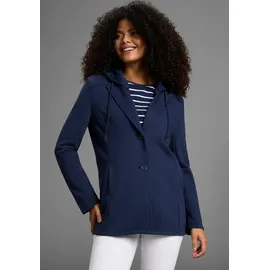 KangaROOS Sweatblazer KANGAROOS, Damen, Gr. 34, blau (marine), Sweatware, Obermaterial: 65% Polyester, 35% Baumwolle. Kapuzenfutter: 100% Baumwolle, unifarben, figurumspielend, Blazer, mit abknöpfbarer Kapuze