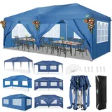 COBIZI Faltpavillon 3x6 Pavillon wasserdicht Winterfest, Pop Up Pavillon Klappbar 3x6 Zelt mit 6 Seitenwnden|3 Höhenverstellbar|UV-Schutz|Gardenpavillon Partyzelt 3x6 für Markt, Freien Event, Blau