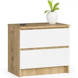 Milord Kommode K60 mit 2 Schubladen 60 x 55 x 40 cm Artisan Eiche / Weiß