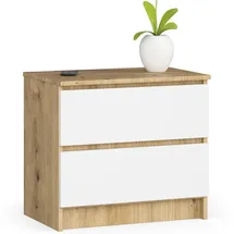 Milord Kommode K60 mit 2 Schubladen 60 x 55 x 40 cm Artisan Eiche / Weiß