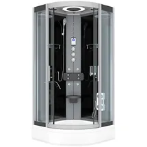 AcquaVapore D58-53T1 Komplettdusche mit Pendeltür 90 x 90 cm Schwarz Sicherheitsglas ESG