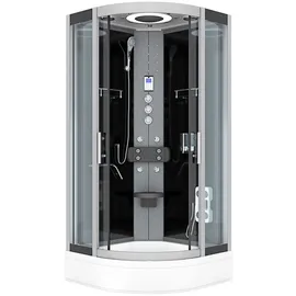 AcquaVapore D58-53T1 Komplettdusche mit Pendeltür 90 x 90 cm Schwarz Sicherheitsglas ESG
