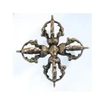 Berk Doppel - Dorje ca 9 cm aus Messing - wichtiges Requisit fr buddhistische Rituale
