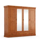 Kleiderschrank Drehtürenschrank aus Kiefer Massivholz mit Spiegel Türen