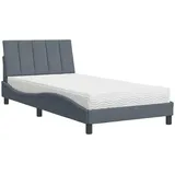 vidaXL Bett mit Matratze Dunkelgrau 100x200 cm Samt