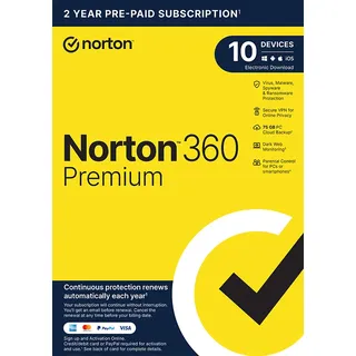 Norton 360 Premium inkl. 75 GB, 10 Geräte - 2 Jahre, Download