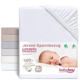 babybay Jersey Spannbetttuch Deluxe Doppelpack passend für Modell Original, weiß