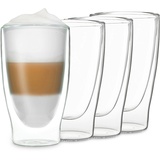 Feelino DUOS doppelwandiges Glas 400 ml Trinkglas Espresso Borosilikatglas Transparent