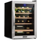 Klarstein Weinkühlschrank Vinamour 19 Uno, für 19 Standardflaschen á 0,75l,Wein Flaschenkühlschrank Weintemperierschrank Weinschrank Kühlschrank silberfarben 48 cm x 64 cm x 43 cm
