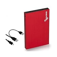 SUHSAI 1 TB Externe tragbare Festplatte 2,5 Zoll Speicher-/Sicherungslaufwerk mit USB 2.0-Speichererweiterungsfestplatte, Slim-Festplatte, kompatibel mit Mac, PC, Laptop, Desktop (Rot)