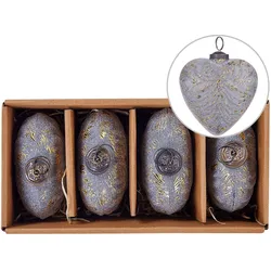 Weihnachtskugel 4er Set Glas grau Antik-Optik Herzform FERIABLE