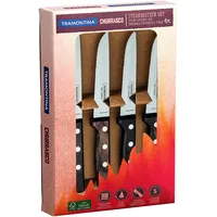 Tramontina Steakmesser, 4 teiliges Set, Edelstahl AISI 420, Echtholz