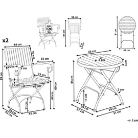 Beliani Bistro Set 3-tlg. Hellbraun
