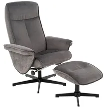 Femo Relaxsessel mit Hocker DAVID, Dunkelgrau - Cordbezug - Metallgestell - mit manueller Relaxfunktion