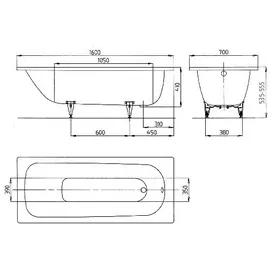 Kaldewei Saniform Plus 362-1 Rechteckbadewanne 70 x 160 cm (111700010001)