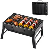 Edelstahl-Grill, tragbarer, klappbarer Holzkohlegrill, Schreibtisch, Tischplatte mit Beinen, Outdoor-Grill, Picknick, Garten, Terrasse, Camping, Reisen