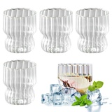 Nizirioo Trinkgläser Set Geriffelte Gläser: 4 Stück 300ml Latte Macchiato Gläser Doppelwandig mit Geriffelter Bubble Glas Aus Borosilikatglas für Latte, Tee, Eis, Milch, Bier