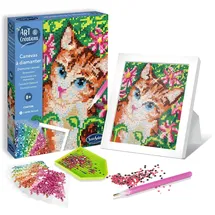 Sentosphere Sentosphère 3920370 Bastelset Strasssteinbild, Motiv Katze, Kreativ-Set, DIY für Kinder und Erwachsene
