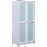 Interlink Inter Link Kleiderschrank - Drehtürenschrank - Kinderzimmerschrank - Garderobenschrank - Schlafzimmerschrank - 2 Türen - Hellgrau Salvei - Kiefer massivholz - Prati