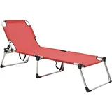 vidaXL Extra Hohe Senioren Sonnenliege Klappbar Liege Gartenliege Klappliege Relaxliege Strandliege Freizeitliege Campingbett Rot Aluminium