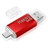 POHOVE USB Stick 64gb, Mini USB C Speicherstick 64gb 2-in-1 Type C USB 2.0 Pen Drive 64 GB Für Samsung, Huawei, Xiaomi, Oneplus Android Handy, PC, Laptop, Tablet (Rot)