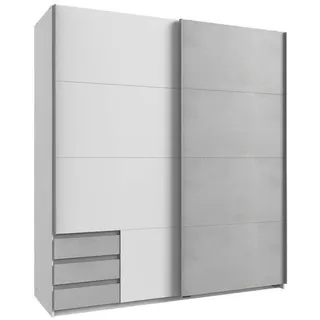 180 x 198 x 64 cm weiß/Beton Nachbildung lichtgrau mit Schubladen
