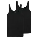 SCHIESSER Mädchen 2 PACK Unterwäsche Unterhemd Bio Baumwolle Multipack - 95/5 Organic Cotton - Größe 140 bis 176, schwarz_173528, 164