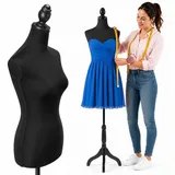 Schneiderpuppe Damenbüste für Schneiderpuppen Kleidung Tailleur Torso Damen Höhe verstellbar für Vitrinen mit Stativ Holzstruktur 42 x 170 cm (Total Black)