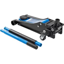 Högert Technik Wagenheber, Hydraulischer Wagenheber 2t, Rangierwagenheber Hydraulikheber 85-430 mm Hubhöhe für PKW, Überlastventil, Frontrollen und schwenkbare Hinterräder