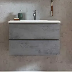 Waschbeckenunterschrank in Beton Grau Wildeichefarben