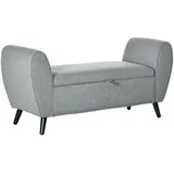 Homcom Sitzbank mit Stauraum Leinenoptik Armlehne Hellgrau 140 x 49 x 68 cm