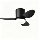 Leiser 63-cm-deckenventilator Mit Fernbedienung, Kleiner Deckenventilator Mit Integrierter Beleuchtung, Designer-deckenventilator Mit Beleuchtung Fürs Schlafzimmer, Reversibler Gleichstrommotor, 6 Ges