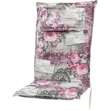 Auflage Hochlehner Rom 0798 rosa-grau Blumen Landhaus 120x50x8 cm KETTtex