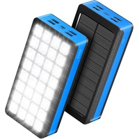 Solar Powerbank 26800 mAh externer Akku, Schnellladung und 32 LED -Lampen, Power Bank Solar Ladegerät Handy Akkupack für Camping Outdoor Kompatibel mit Phone | Android (blau)