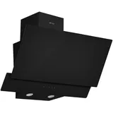 Wiggo Dunstabzugshaube 60cm kopffrei I Abluft Umluft Dunstabzug 300m3/h - LED Touch-Display 3 Stufen I Schräghaube inkl. Fettfilter & 2x Kohlefilter I Abzugshaube mit 2 teiliger Glasfront schwarz