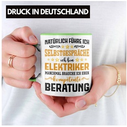 Trendation Tasse Trendation – Elektriker Tasse Spruch Männer Geschenk Lustig Gadget Geschenke Kaffeebecher Elektrotechniker grün