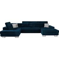 Mirjan24 Ecksofa Cotere Bis, Bettkasten, U-Form Schlafsofa (Farbe: Kronos 09 + Kronos 09 + Paros 5, Seite: Links) - Blau