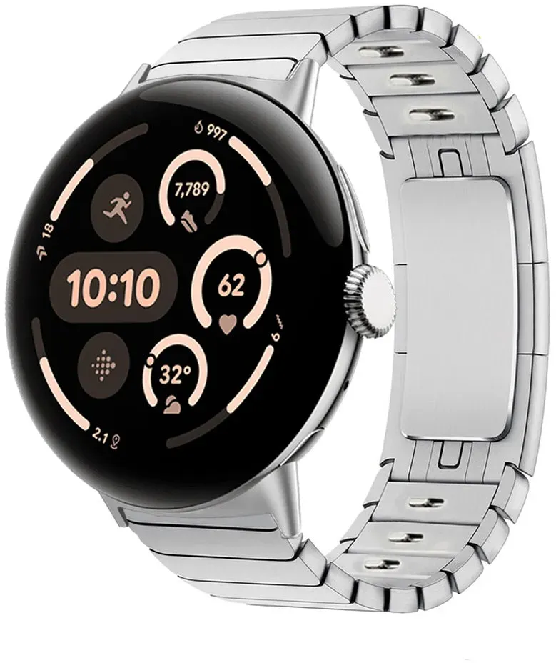 Strap-it Google Pixel Watch 3 Armband Stahl 'Premium' für Google Pixel Watch 3  - 45mm - Silber - Butterfly-Verschluss