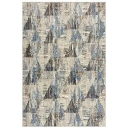 Kadima Design Stilvoller Teppich mit geometrischem Muster in Blau-Grau, aus Polyester, pflegeleicht & langlebig – `Wye`. 200x290 cm