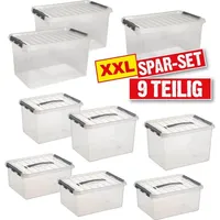 BRB-Lagertechnik BRB 9-teiliges Aufbewahrungsboxen-Set mit Clipdeckel, 3 x 15