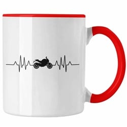 Trendation Tasse Trendation – Motorradfahrer Geschenk für Männer Motorrad Tasse mit Spruch Kaffeetasse Biker Herren rot