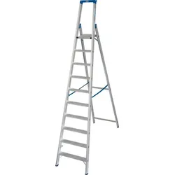 Krause Stufenstehleiter aus Aluminium, mit 2 Sicherheitsgurten, 10 Stufen