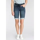 Arizona Jogg-Jeansbermudas, hohe Leibhöhe, krempelbare Beinabschlüsse, Used-Look, Gr. 40 - N-Gr, dark blue us, , 19884441-40 N-Gr