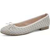 TAMARIS Damen Ballerina Leder flach, weiß, 40 EU