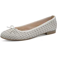 TAMARIS Damen Ballerina Leder flach, weiß, 40 EU
