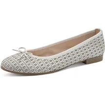 TAMARIS Damen Ballerina Leder flach, weiß, 40 EU