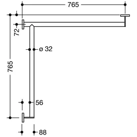 Hewi System 900 Duschhandlauf Edelstahl matt 765 x 765 mm links