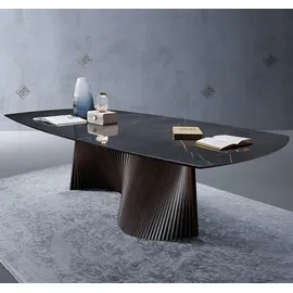 JV moebel Schwarzer Marmortisch Designer Esszimmertische Holzstruktur | schwarz | 110 cm X 74 cm X 200 cm